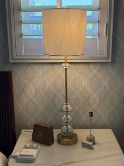 A set of Crystal and Brass Table Lamp with Drum Shade