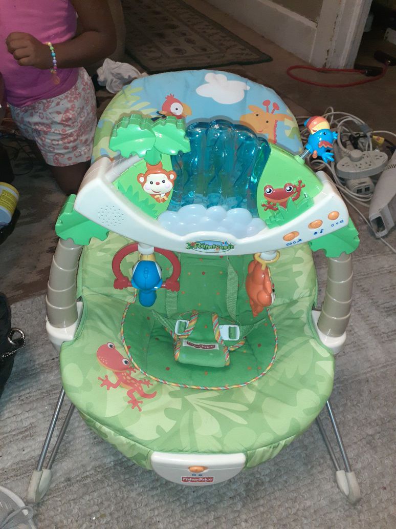 Fisher price bouncer lights up has music and vibrates
