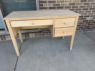 Natural Wood Desk with 3 Drawers