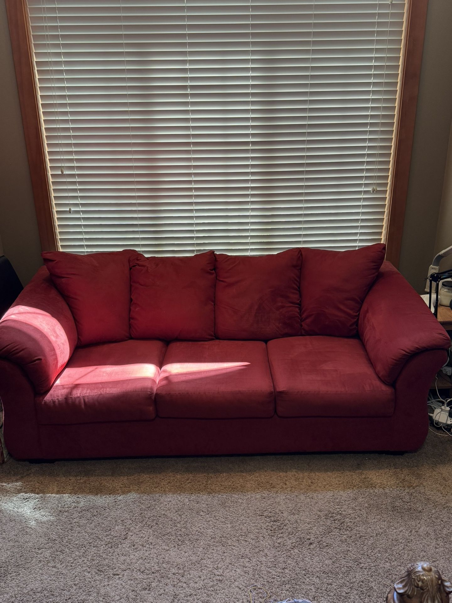 Red Microfiber Sofa