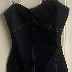 Blue Blush Denim Mini Dress, Size - Small