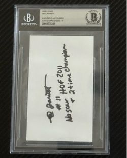 Ned Jarrett BAS 10 Auto Signed 3x5 Index Card 2x NASCAR Champion HOF 2011