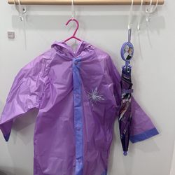 Frozen Elsa Raincoat And Umbrella Size Medium