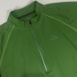 LL Bean Men's Comfort Cycling Jersey Short Sleeve Green Gray Size Large