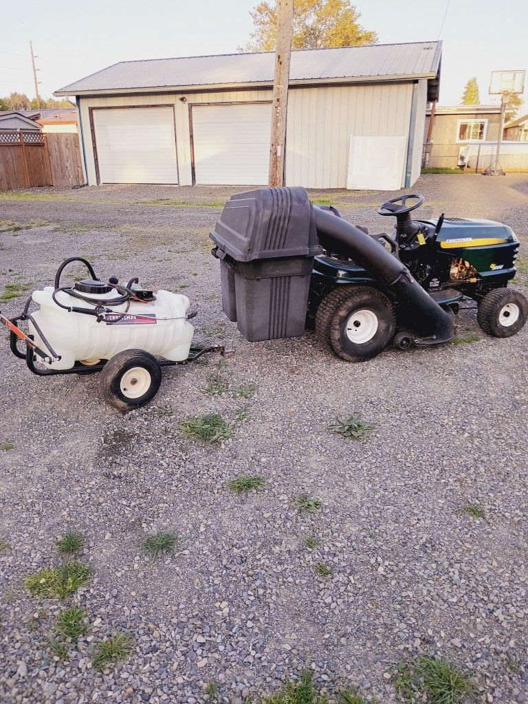 Craftsman LT1000 Riding Mower With Bagger And Sprayer