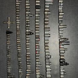 225+ Piece Mixed Socket Tool Lot – SAE Metric Deep Sockets Extensions Adapters
