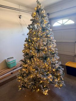 Flocked Artificial Christmas Tree with Lights