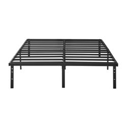 Full 14 in Heavy Duty Steel Slat Platform Bed Frame, Black, No Box Spring Required