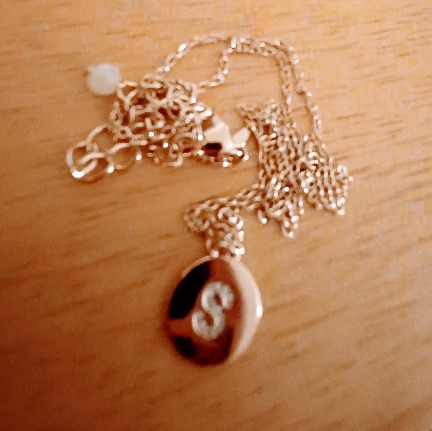 Brand New Ladies Necklace Pave Initial "S" Disc