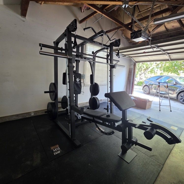 New Home Gym Smith Machine Sm2001 | Multi-Use Adj Bench | 230lb Weight set | Advance Barbell | FREE DELIVERY🔥