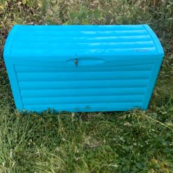 Blue Suncast Outdoor Pool Patio Storage Crate Container 83 Gallon 