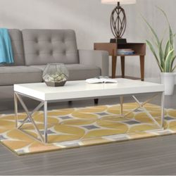 Rectangle Metal Coffee Table Chrome 44”