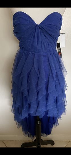 Strapless Royal Blue High Low Dress