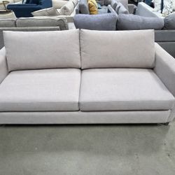 81” Wide Neutral Fabric Sofa – Soft Texture 