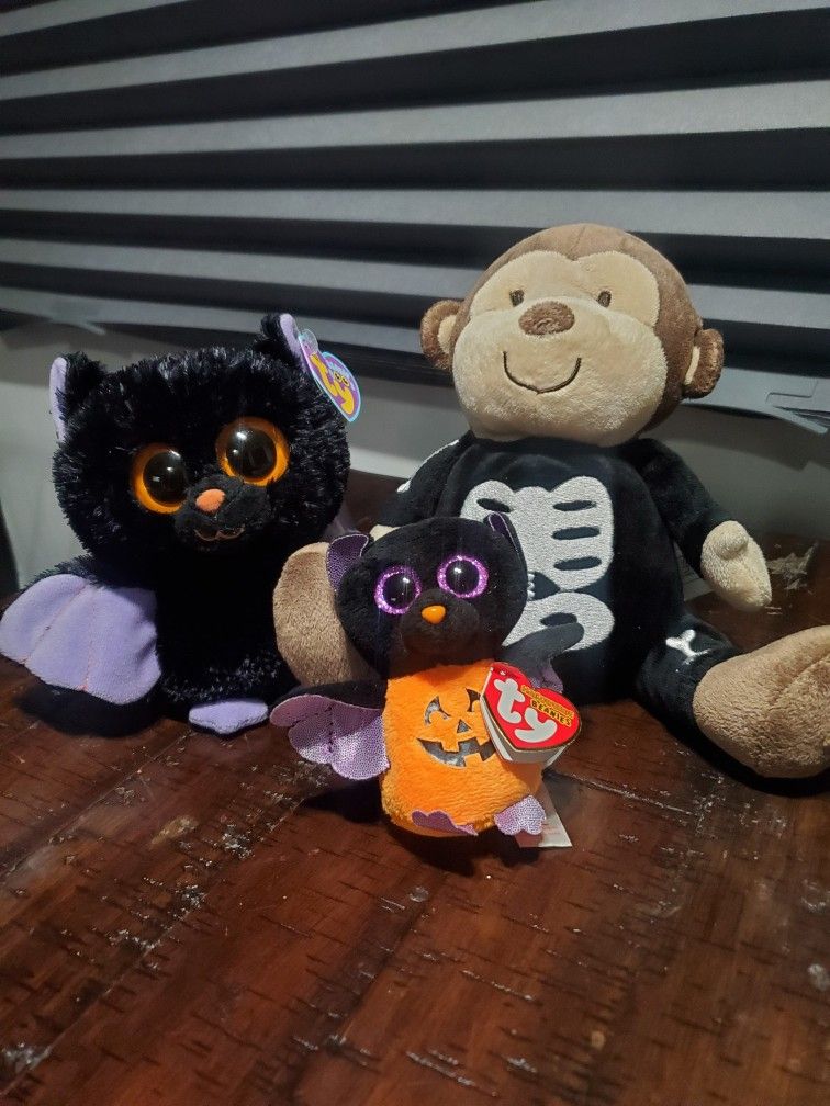 Halloween Beanie Baby - Bats & Skeleton Monkey