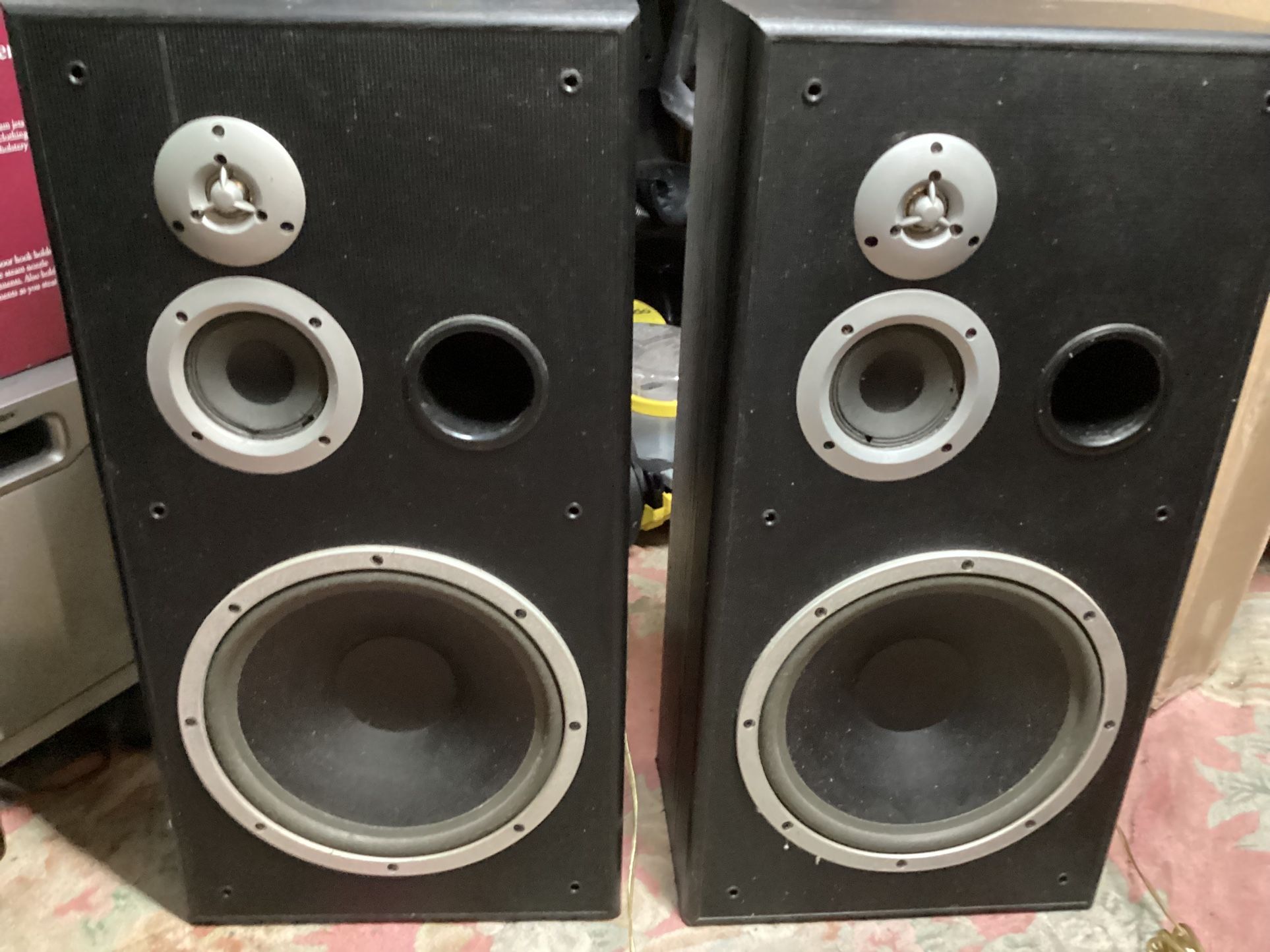 Vintage Klh Three-Way Stereo Speaker System In Black