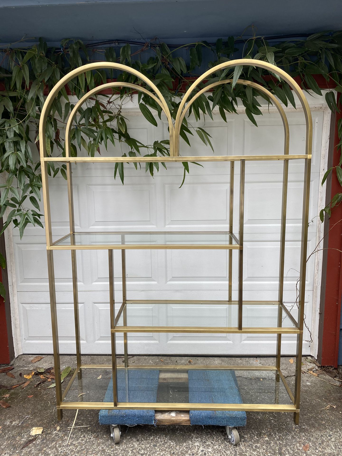 Vintage 1970s Brass and Glass Shelves Make Me An Offer