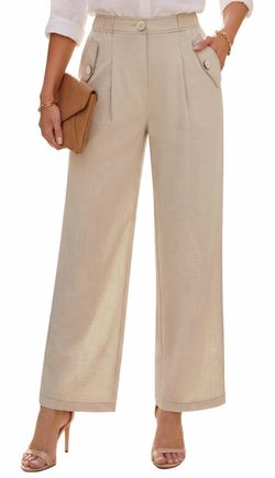 XL: Women High Waisted Wide Leg Pants Casual with Buttons Slacks Summer Trendy Flowy Work Outfits Elastic Cute Lounge Waist Outfit Pleated Front Profe