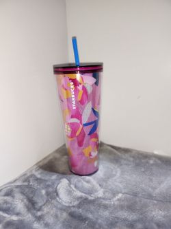 Starbucks Spring 2023 Pink Peony floral Venti 24 oz cold cup tumbler