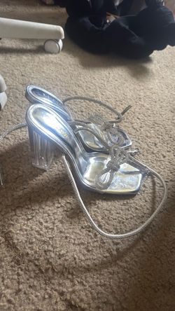 Silver ribbon heels