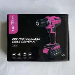 20V Pink Cordless Drill Set with 2.0Ah Battery & Charger