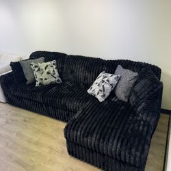 Black Corduroy Chaise Couch