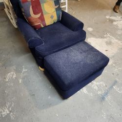 Navy Blue Chair and Ottoman 