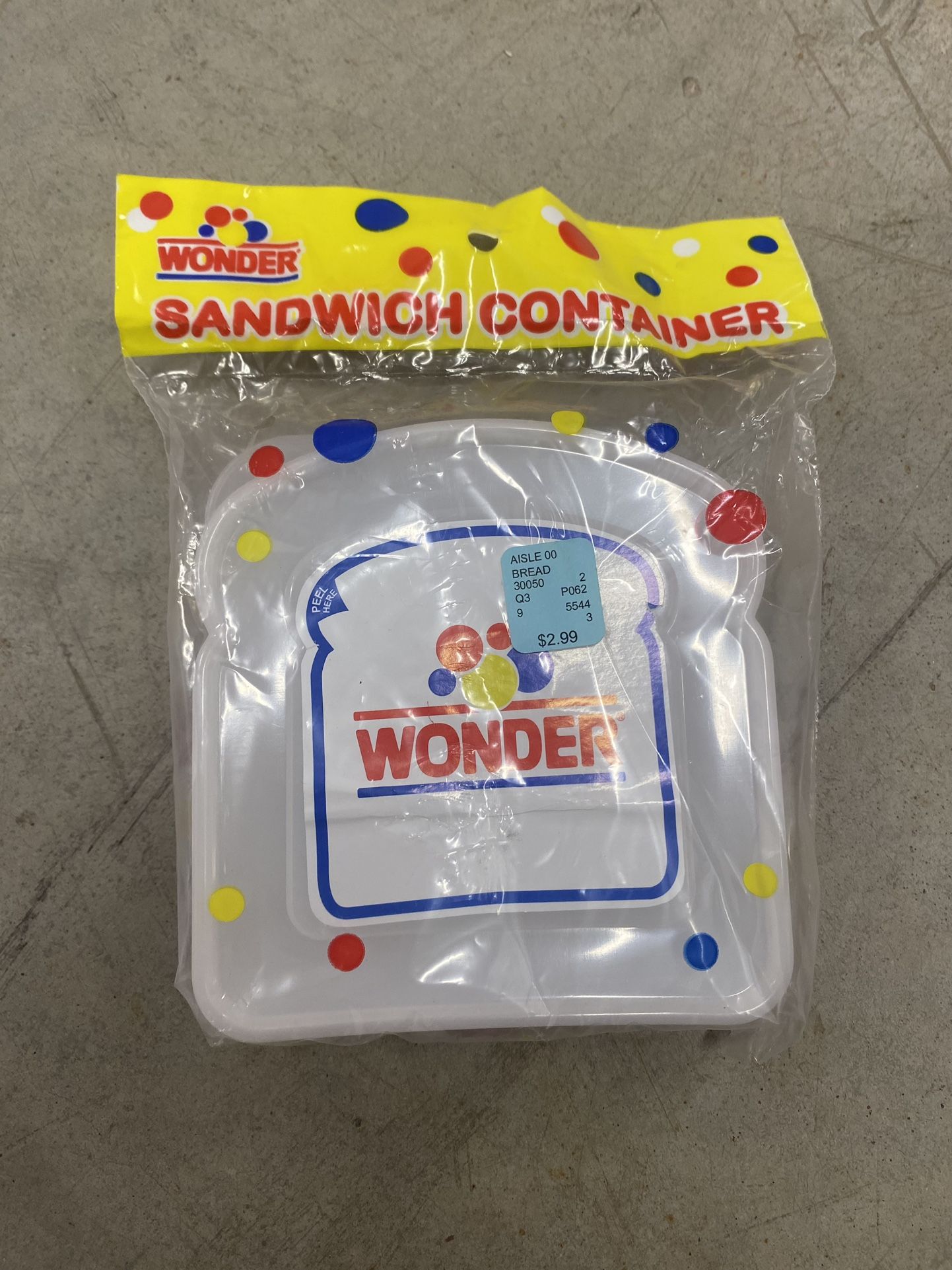 Wonder Bread Sandwich Packer School Lunch Box Plastic Container Seal NEW