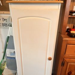 46” Kitchen Pantry cabinet White W/ Wood Top