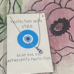 Protection From Evil Eye Charm Necklace NEW