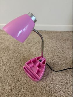 Simple Designs Pink Gooseneck Organizer Desk Lamp with iPad Tablet Stand