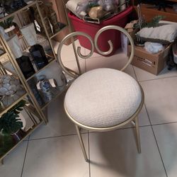 Gold Metal Chair and Cushion To Sit on, New !