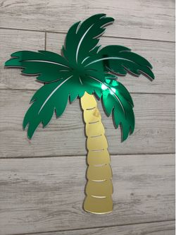 24” Tropical Palm Tree Wall Decor – Mirrored Acrylic Beach Decor