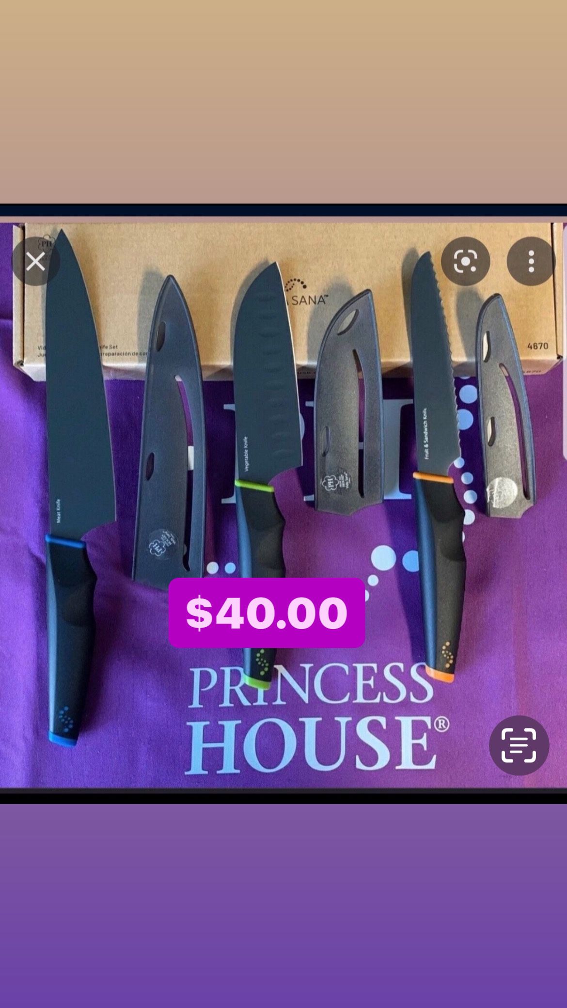 Set De 3 Especial Solo $40.00 Cuchillos Vida Sana  Princess House 