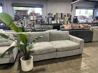 Grey fabric loveseat from Costco