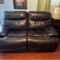 Brown leather double recliner