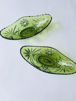 Two vintage green dishes