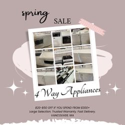 DRYERS WASHERS LAUNDRY SETS TOP FRONT LOADS GAS ELECTRIC WARRANTY ATTACHMENTS DELIVERY ETC.