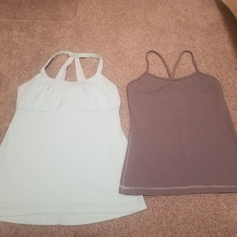Set Of 2 LULULEMON Workout Tank Tops With Shelf Bra Women's S/M