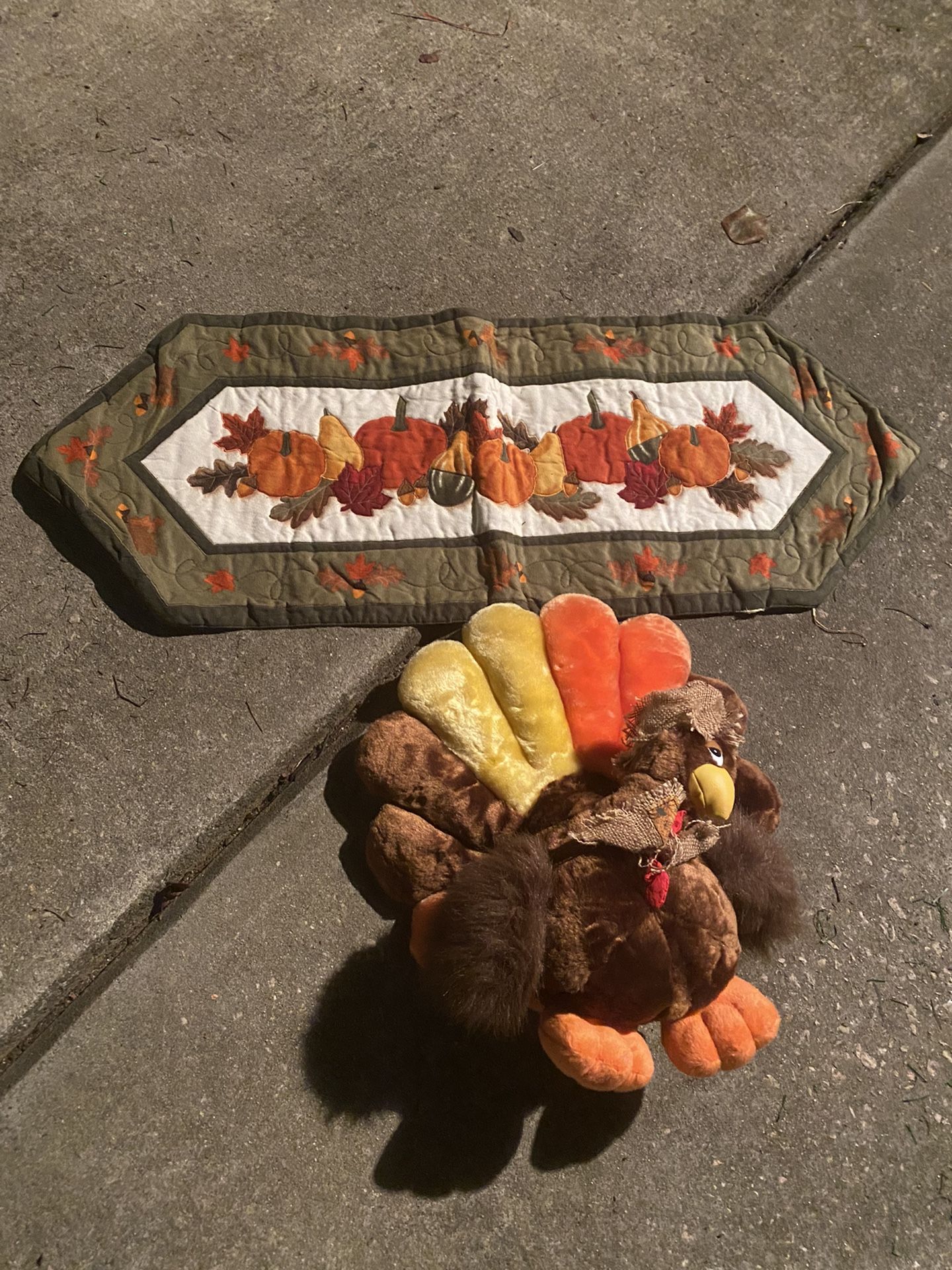 Fall Runner And Stuffed Turkey That Makes Sounds 