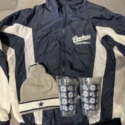 🔥 Dallas Cowboys Bundle – Jacket + Beanie + Cups 🔥
