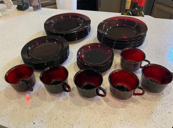 Arcoroc France Ruby Red Glassware Lot