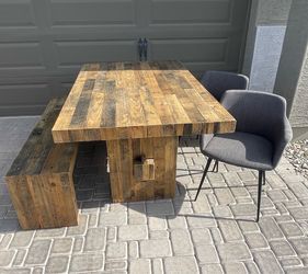 West Elm Emmerson Wood Dining Table w/ Bench & Chairs