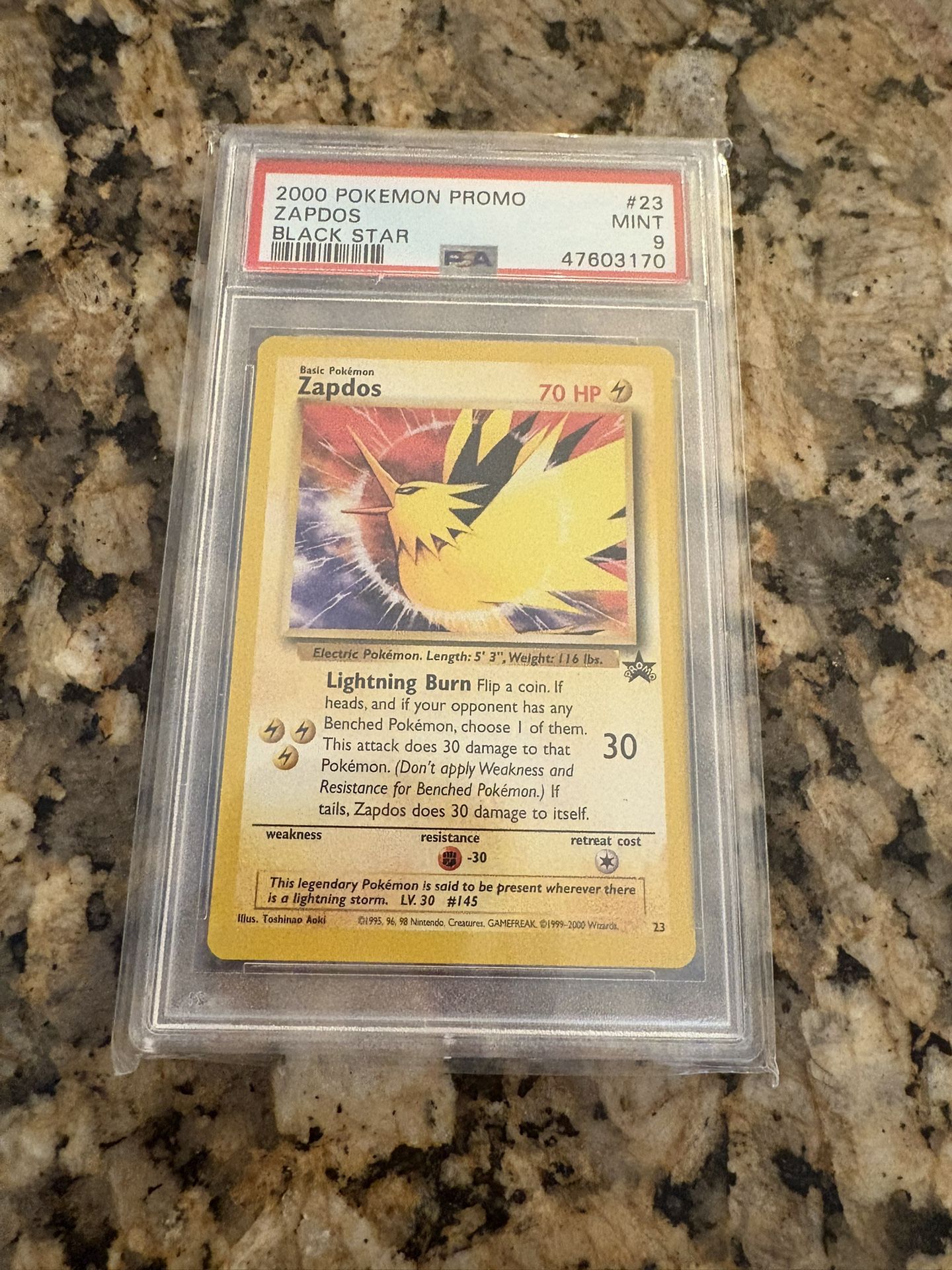 Pokemon 2000 Black Star Aoki Promo Card #23 Zapdos Graded PSA 9 Mint