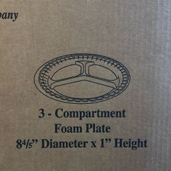 3-compartment Foam Plate