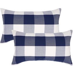 Buffalo Check Plaid Pillow Covers Decorative Outdoor Throw Pillow Covers 12 x 20 Farmhouse Throw Pillows for Couch Sofa Bed Home Pack of 2 Navy Blue