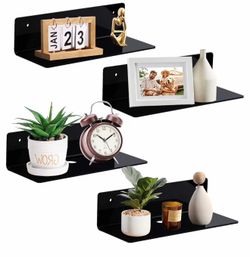 Set of four 9” acrylic floating shelf