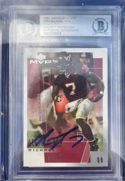 2001 Upper Deck MVP Michael Vick Signed Card Beckett