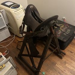 Antique Millitary Saddle With Stand 