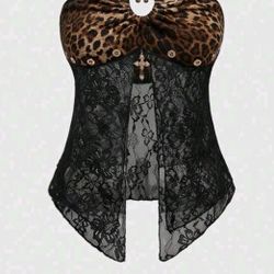 Lace Leopard Print Tube Top